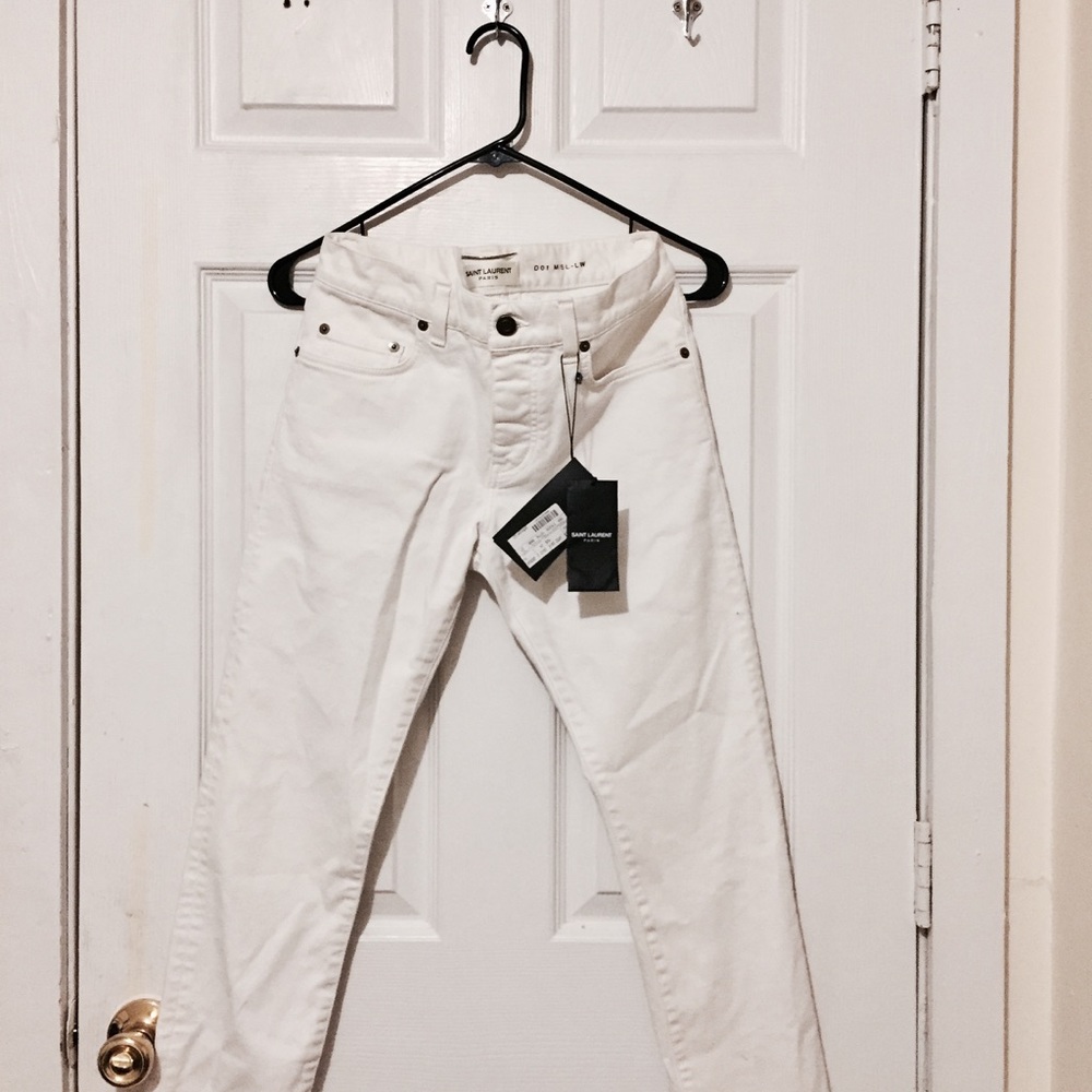 Saint Laurent White Slim Low Waist Jeans